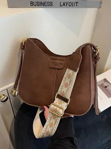 Womens Fashion PU Leather Crossbody Bag Small Bucket Saddle Bag Vintage Chic Shoulder Bag Casual Daily Handbag