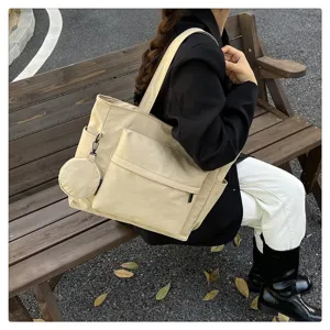 Gran capacidad bolso tote de lona mujer moda casual bolso de hombro para viajero con monedero