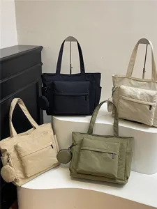 Bolso tote grande de nailon para mujer, bolso de hombro casual para el trabajo.
