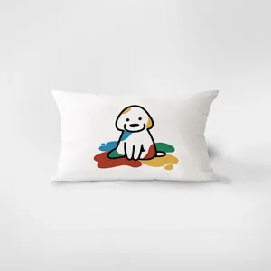 Cute cartoon dog rectangular throw pillow sofa living room plush cushion cover decor