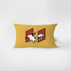 Nordic cute dog printed rectangular throw pillow velvet waist cushion sofa decor cover