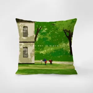 Green forest style printed decorative throw pillow cover for living room sofa bedroom home