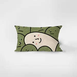 Cute cartoon smile rectangular plush pillow cushion for living room sofa home decor comfortable
