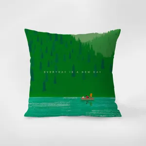 Green velvet throw pillow with forest design, soft cushion for living room sofa and bedroom bed decor.