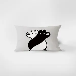 Rectangular flannel cushion featuring minimalist black and white animal print for cozy sofa and bed decor.