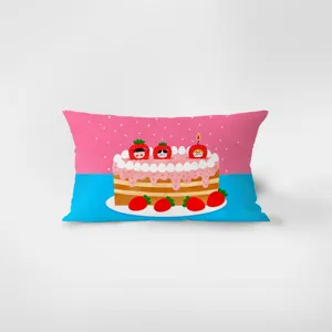 Joli coussin rectangulaire rose et bleu en flanelle douce pour décoration de salon