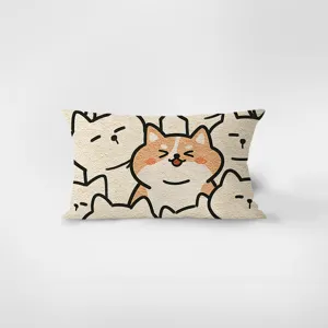 Charming smiling cartoon animal rectangular plush pillow modern minimalist sofa cushion cover