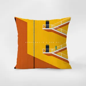 Housse de coussin jaune nordique minimaliste impression artistique velours doux