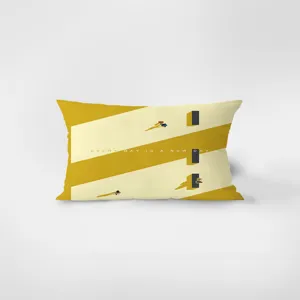 Cojín rectangular amarillo minimalista nórdico de terciopelo para sofá y cama salón.