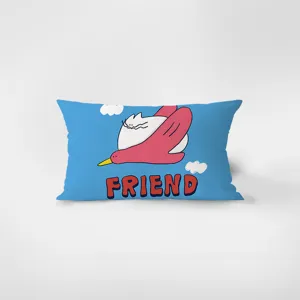 Rectangular decorative throw pillow cover with cute cartoon bird print soft velvet fabric.