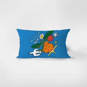 Nordic minimalist funny life rectangular throw pillow velvet waist cushion cover detail view