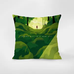 Green forest print throw pillow for sofa decoration, soft flannel cushion cover for home