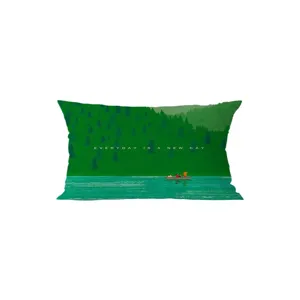 Cuscino rettangolare verde in flanella con design di paesaggio forestale per arredamento casa