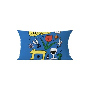 Nordic minimalist quirky art rectangular throw pillow velvet waist cushion for sofa living room