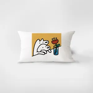 Cute cartoon dog print rectangular pillow cover, soft velvet cushion for living room sofa decor.