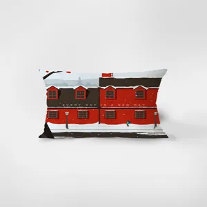 Nordic style rectangular throw pillow with winter snow print, soft velvet cushion cover for sofa.
