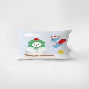 Niedliches Weihnachts-Samt-Rechteckkissen Detail für gemütliche Sofa- und Heimdekoration.