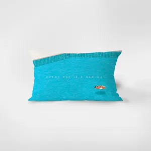 Nordic blue rectangular throw pillow cover velvet waist cushion for sofa bed decor.
