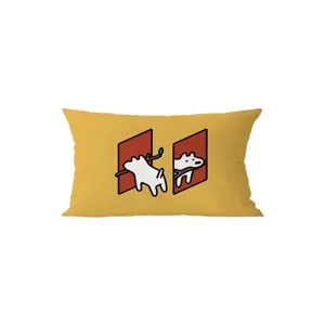 Nordic cartoon cute dog rectangular throw pillow sofa living room velvet cushion cover