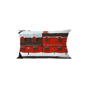 Nordic style rectangular throw pillow cover red winter house pattern soft sofa living room lumbar cushion