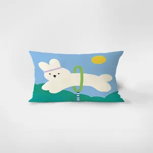 Süßes Cartoon Kaninchen Druck rechteckiges Kissen, weicher Plüsch Sofa Kissenbezug für Dekoration.
