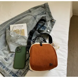 Sac à bandoulière coquillage en velours côtelé style coréen pour femme, sac à main tendance.