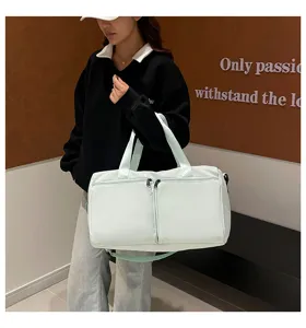 Large capacity travel duffel bag solid color shoulder bag for women yoga fitness gym bag