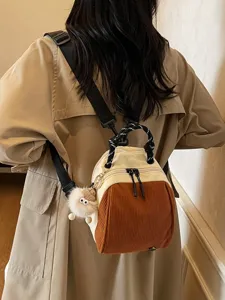 Sac à dos mini en velours côtelé style coréen pour femmes sac à bandoulière mignon