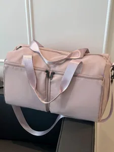 Large Capacity Travel Duffel Bag Waterproof Nylon Gym Bag Casual Solid Color Shoulder Luggage Bag For Women