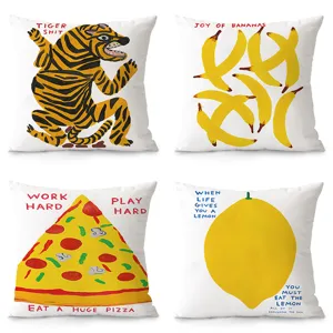 Decorative Throw Pillow Cover Flannel Square Cushion With Funny Print For Sofa Living Room Bedside Home Decor