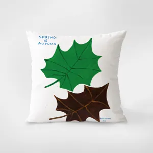 Minimalist art throw pillow with hand-drawn leaf print and modern aesthetic design for sofa.