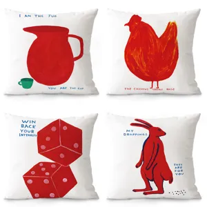 Funny Aesthetic Decorative Throw Pillow Cover Abstract Art Print Velvet Square Cushion Cover For Sofa Living Room Home Decor
