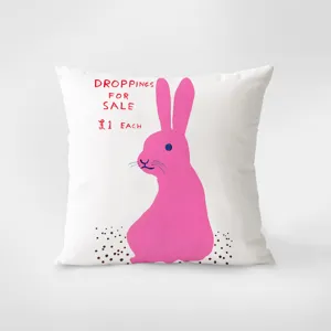 Creative pink rabbit art throw pillow decorative cushion for sofa and home bed use.