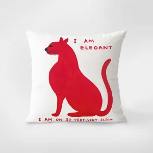 Red cat print decorative throw pillow, soft velvet cushion cover for sofa home living room.