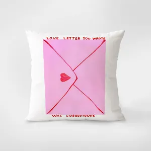 Decorative throw pillow with pink envelope art design for sofa living room bed decor