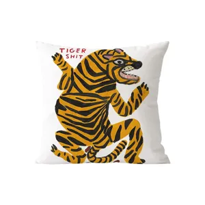 Funny tiger print throw pillow cover, quirky decorative cushion for sofa bedroom home decor