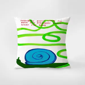 Decorative throw pillow cover featuring creative snail art and text design, soft fabric.