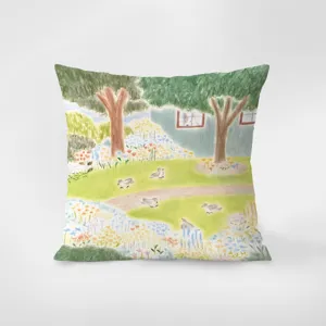 Nordic fairy tale illustration decorative throw pillow cover for living room sofa cushion.