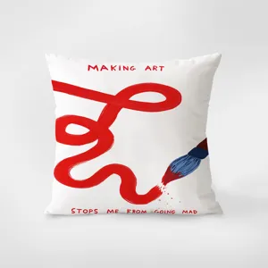 Decorative throw pillow with artistic brushstroke graphic and quote design for sofa home decor.