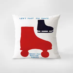 Decorative throw pillow cover with creative roller skate art print, modern home sofa decor.