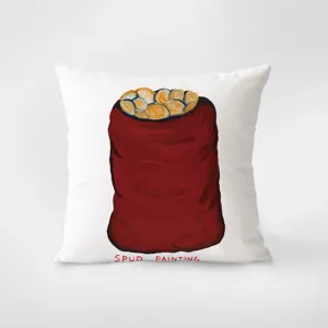 Coussin décoratif avec impression de peinture artistique de pommes de terre, doux et chic.