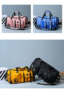 Large capacity sports duffel bag with multiple pockets and durable straps for gym and travel use.