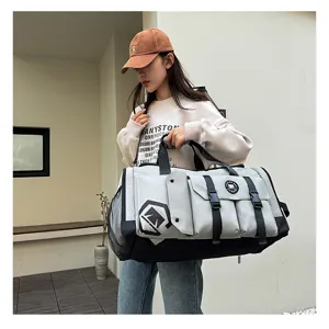 Large capacity travel duffel bag for women, commuter fitness gym bag with multi pockets.