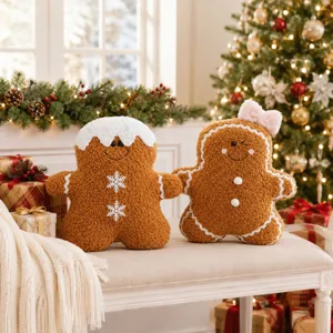Weihnachtlicher Lebkuchenmann Pluesch Kissen suesse festive Sofa Dekoration fuer Zuhause Art