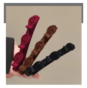 Velvet braided hair clip detail, multi-color duckbill clip for cute fringe styling.