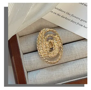 Vintage twisted oval open ring, minimalist alloy finger jewelry for women detail shot