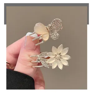 Sweet butterfly hair clip french fairy side bangs clip vintage rhinestones hair accessories