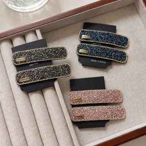 Women's Luxury Rhinestone Square BB Hair Clip Glittering Mixed Material Hair Accessories for Daily Commute Party
