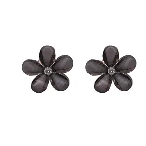 Mini pinces a cheveux camelia, epingles a cheveux fleur transparente gris fonce pour frange.