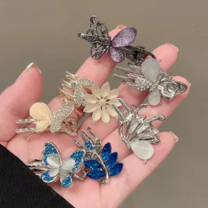 Sweet butterfly hair claw clips rhinestone floral hair accessories for women and girls.